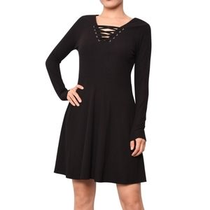 Black fit and flare corset dress